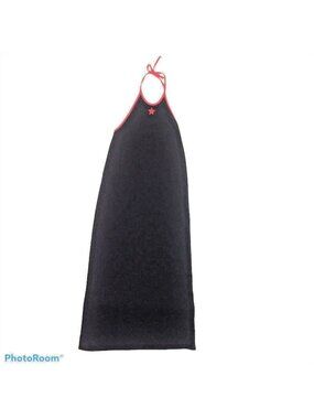ANDREA JOVINE Womens S Navy Blue Cotton Stretch Jersey Halter Maxi Dress BoHo